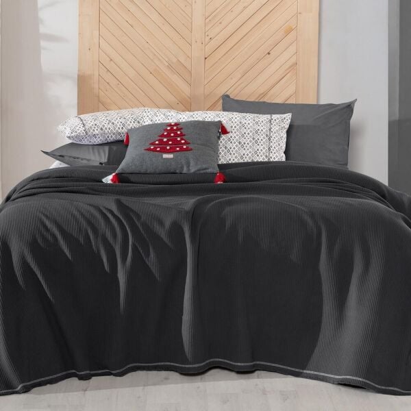 Sarev Abel Pike Takımı Çift Kişilik 2 Yastık-Gri