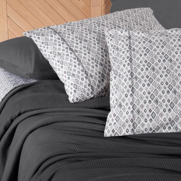 Sarev Abel Pike Takımı Çift Kişilik 2 Yastık-Gri