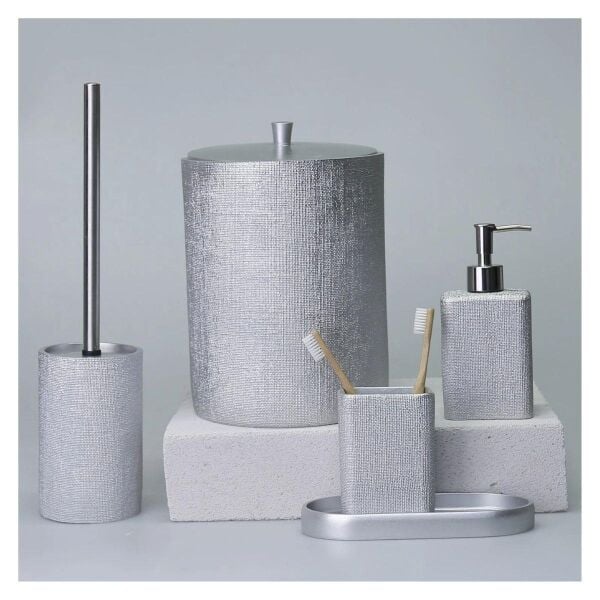 Selim Dekor Linen Banyo Setı Gümüş