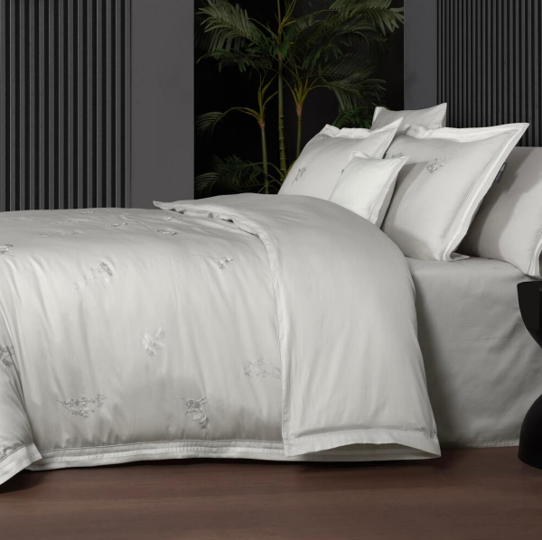 Sarev Serafı Saten Nevresim Takımı Çift Kişilik 4 Yastık D K, Gri