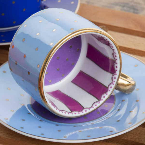 Kosova Fnc-07 Bone China 6'lı Fincan 90cc Puantiye Karışık