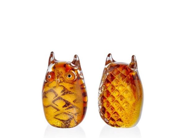 Lamedore Owl Yellow Glass Decor 9,5x6,5x13