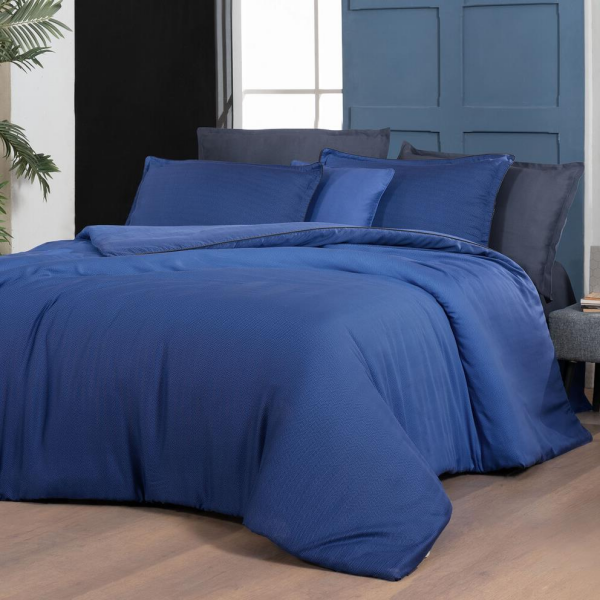 Sarev Emery Tencel Nevresim Takımı Çift kişilik 4 Yastık Dk Mavi