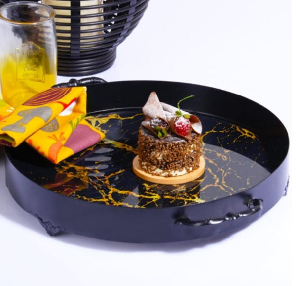 Kosova 1994-07 Yuvarlak Siyah Sarı Tepsi 35 Cm