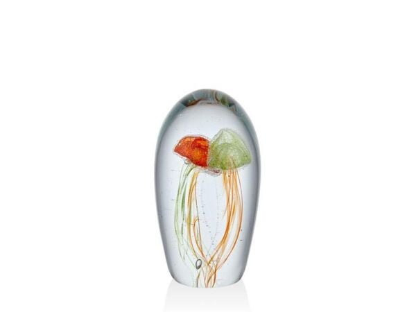 Lamedore Double Jellyfish Orange Green Glass Decor 9x9x14,5 Cm
