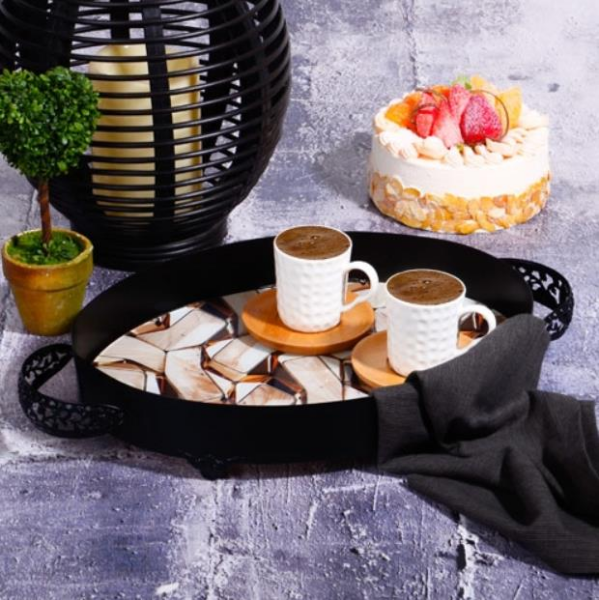 Kosova 1994-52 Orta Siyah Oval Açık Kahve Tepsi 35 Cm