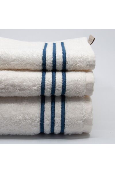 Nazik Home Zen Çizgi Nakışlı Havlu İndigo 30X50