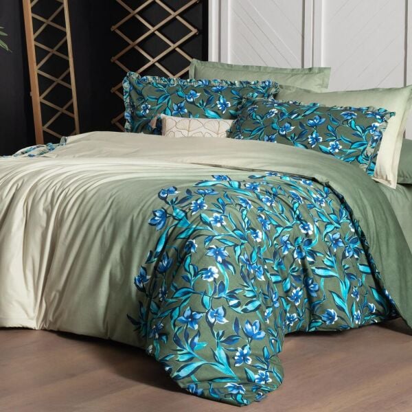 Sarev Ayder Fancy Nevresim Takımı Çift Kişilik 2 Yastık Yeşil