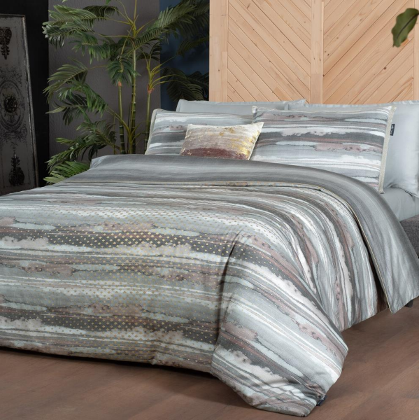 Sarev Juno Saten Nevresim Takımı Çift Kişilik 4y D K Gri