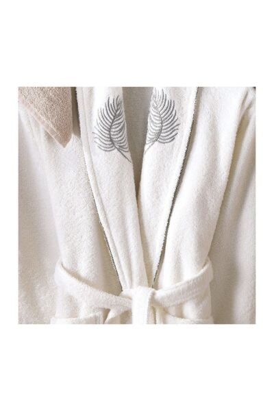 Nazik Home Selina Kadın & Erkek 6 Parça Aile Bornoz Seti Bej Standart