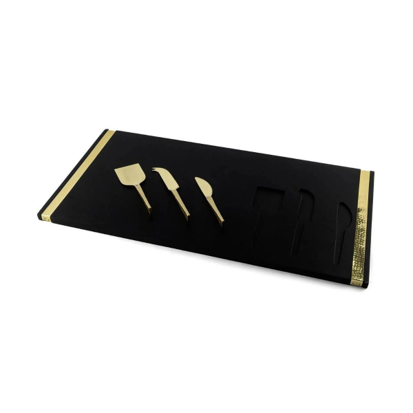 Mikasa Moor Siyah Gold 3 Parça Peynir Servis Seti 60x30cm
