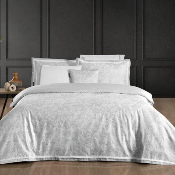 Sarev Laney Saten Nevresim Takımı Çift Kişilik 4 Yastık Gri