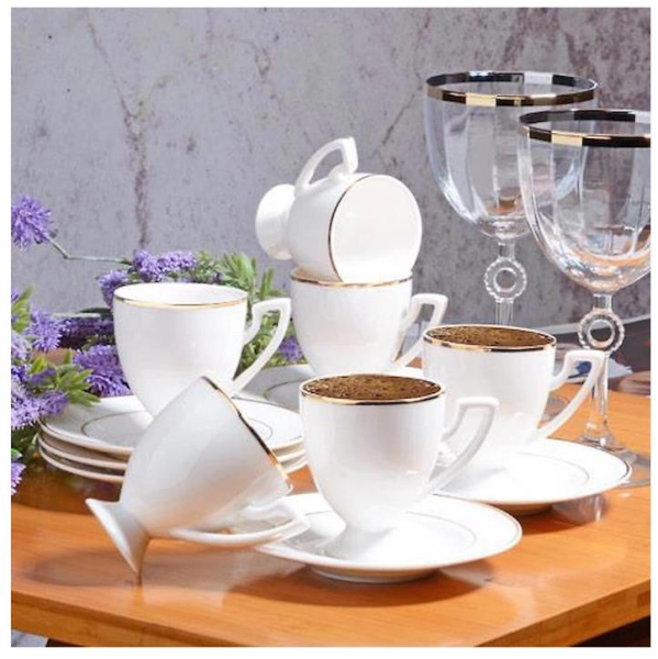 Kosova Byz-004 New Bone China 6'lı Kahve Fincan Seti Yaldızlı