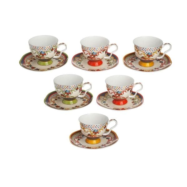 Lucky Art Fiora Bone 6 lı Cay Fıncanı Setı