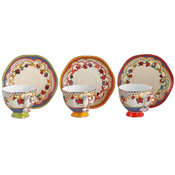 Lucky Art Fiora Bone 6 lı Cay Fıncanı Setı