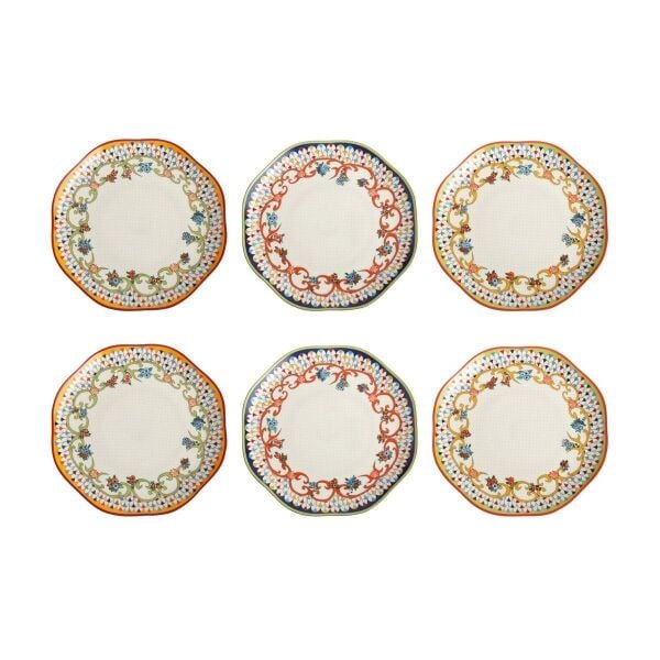 Lucky Art Fiora Bone 19cm 6 lı Tabak Seti