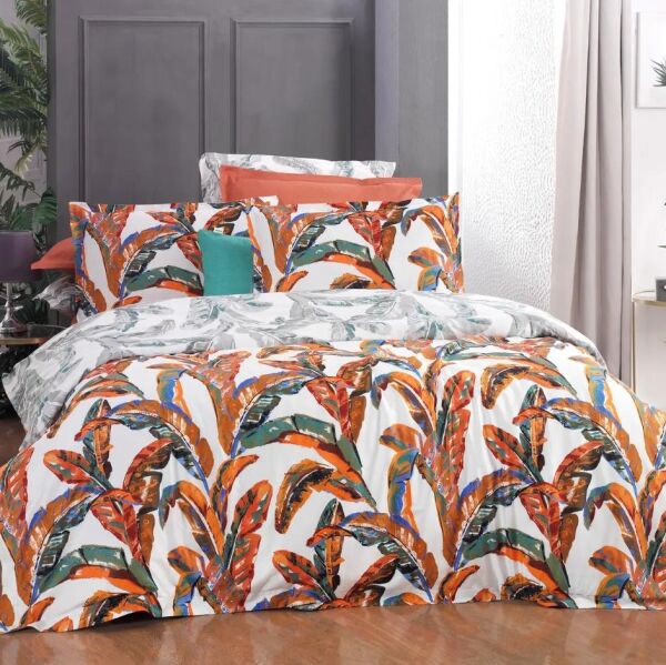 Sarev Defne Saten Nevresim Takımı Çift Kişilik- Oranj