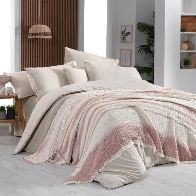 Sarev Mood Comfort Ribera Yatak Örtüsü Nevresim Takımı Çift Kişilik Bej