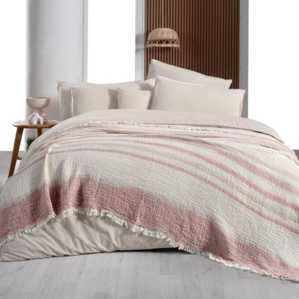 Sarev Mood Comfort Ribera Yatak Örtüsü Nevresim Takımı Çift Kişilik Bej