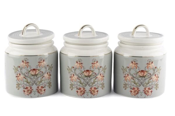 Mikasa Moor Mystic Floral 3lü Kavanoz Seti 13x16cm 900ml