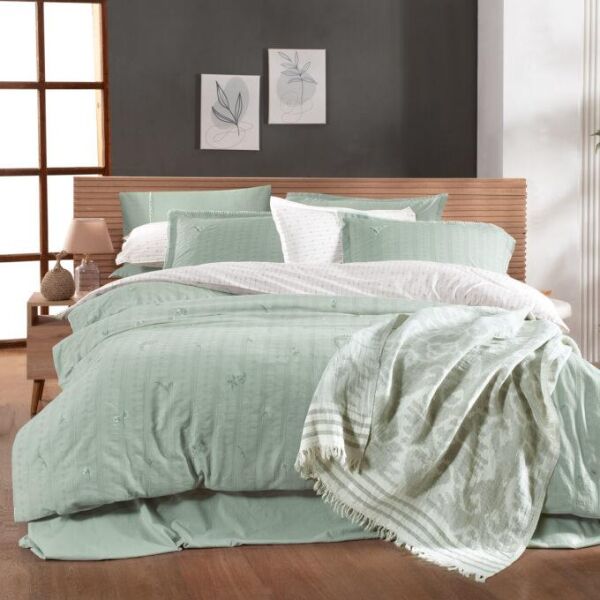 Sarev Mood Comfort Gracia Nevresim Takımı Çift Kişilik 4 Yastık Yeşil