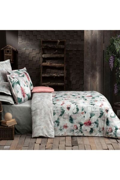 Sarev Estiva Saten Nevresim Takımı Çift Kişilik 4 Yastık