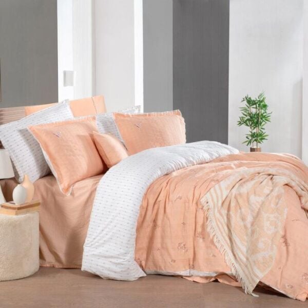 Sarev Mood Comfort Gracia Nevresim Takımı Çift Kişilik 4 Yastık Somon