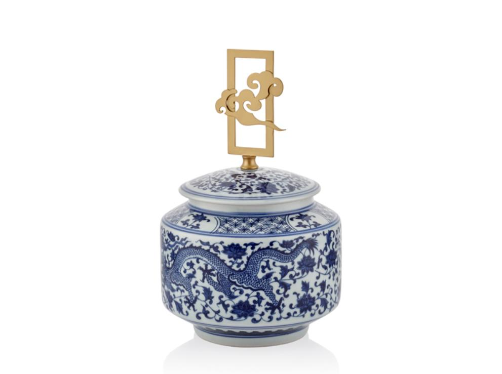 Lamedore Asia Bleu Blanc Yazılı Orta Küp 17.5 x 17.5 x 29 Cm
