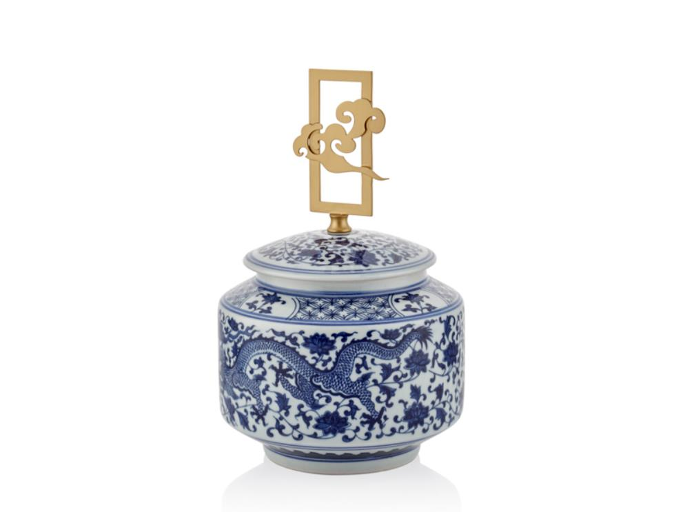Lamedore Asia Bleu Blanc Yazılı Orta Küp 17.5 x 17.5 x 29 Cm
