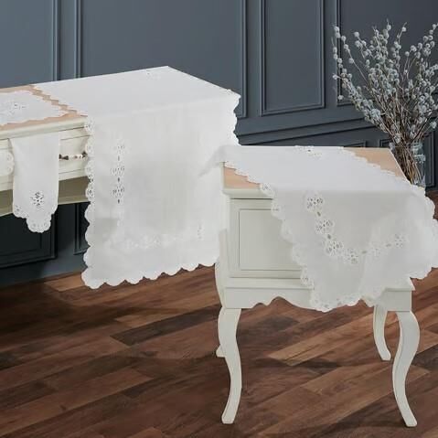 Nazik Home Doria Dantelli Leke Tutmaz 5 Parça Salon Oda Takımı Krem Standart