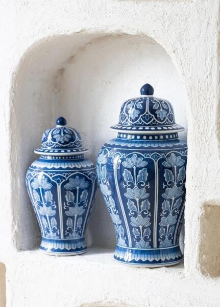 The Mia Dekoratif Kapaklı Küp Lacivert 29x29x56 cm