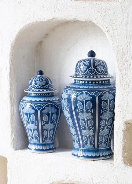 The Mia Dekoratif Kapaklı Küp Lacivert 26x26x47 cm