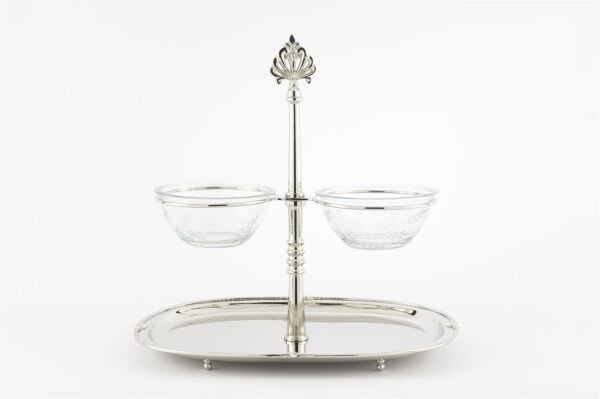 Mikasa Moor Gümüş 2li Cam Dip Soslu Oval Sunumluk 35x25x33cm