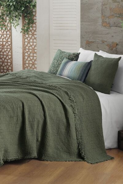 Sarev Cher Yatak Örtüsü Çift Kişilik-Yeşil