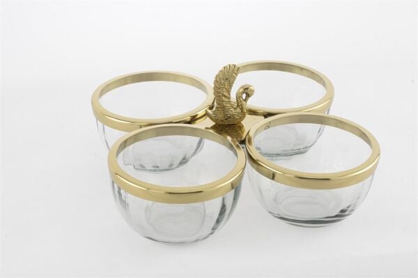 Mikasa Moor Gold Metalli 4 Bölmeli Cam Çerezlik 22x12cm