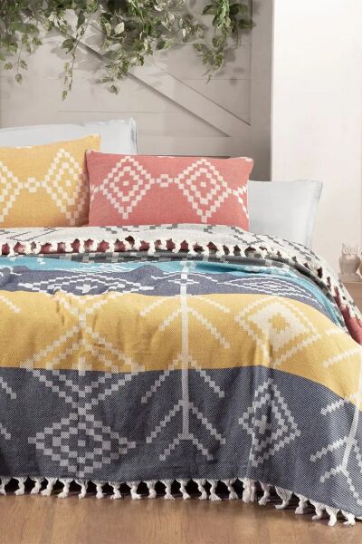 Sarev Moira Yatak Örtüsü Seti Tek Kişilik-Lacivert