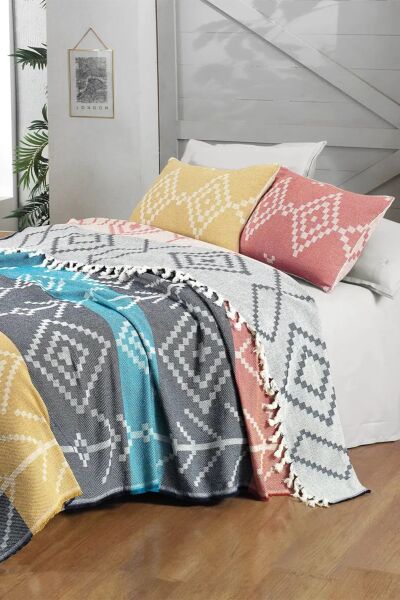 Sarev Moira Yatak Örtüsü Seti Tek Kişilik-Lacivert