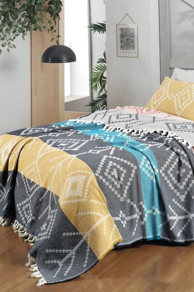 Sarev Moira Yatak Örtüsü Seti Tek Kişilik-Lacivert