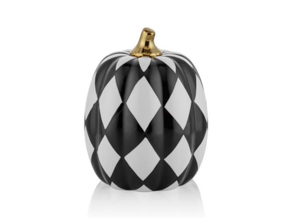 Lamedore Pumpkin Altın Saplı 21.5 Cm Siyah Beyaz Kareli Dekoratif
