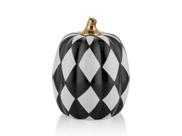 Lamedore Pumpkin Altın Saplı 21.5 Cm Siyah Beyaz Kareli Dekoratif
