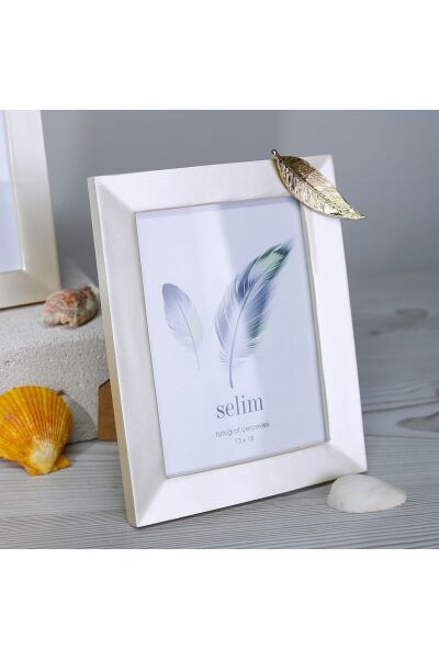 Selim Dekor Yapraklı 13x18 Çerçeve İnci Altın