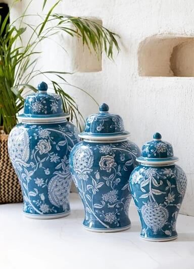 The Mia Dekoratif Kapaklı Küp Mavi 26x26x47 cm