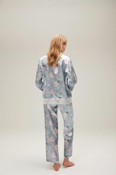 Nazik Home Liva Dantelli Pijama Takımı Açık Mavi L