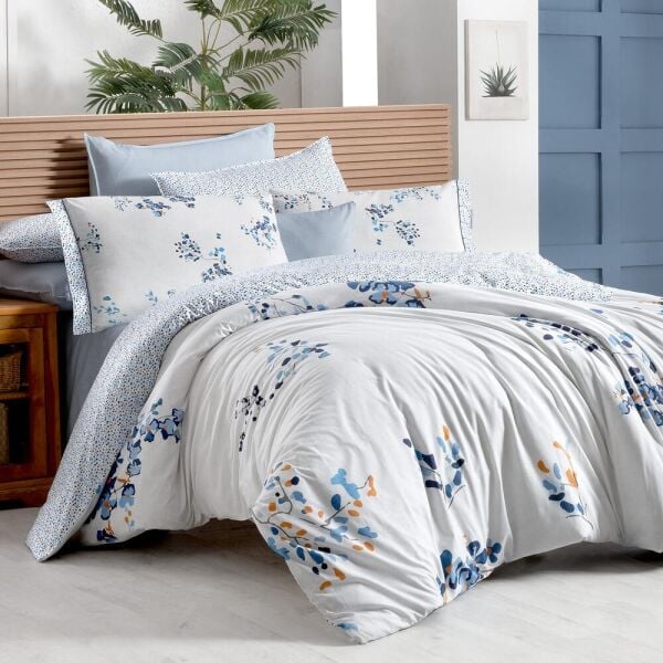 Sarev Bonamy Fancy Çift Kişilik Nevresim Takımı 2 Yastık Mavi