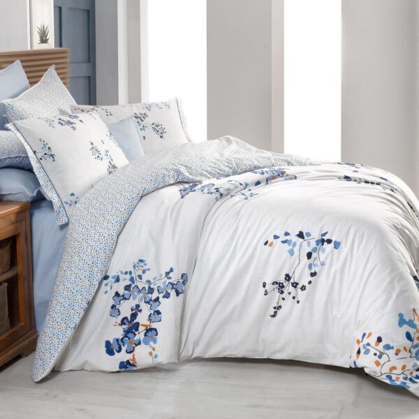 Sarev Bonamy Fancy Çift Kişilik Nevresim Takımı 2 Yastık Mavi