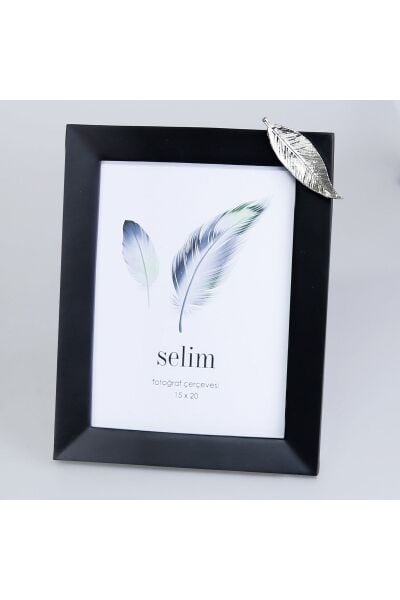 Selim Dekor Yapraklı 15x20 Çerçeve Siyah Gümüş