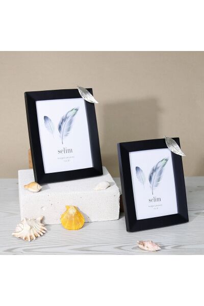 Selim Dekor Yapraklı 15x20 Çerçeve Siyah Gümüş