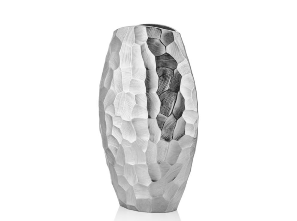 La'medore Comb Oval Gümüş Büyük Vazo 26x11x45 Cm