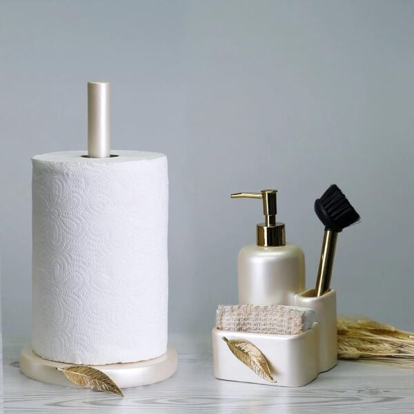 Selim Dekor Leaf Kağıt Havluluk İnci-Altın