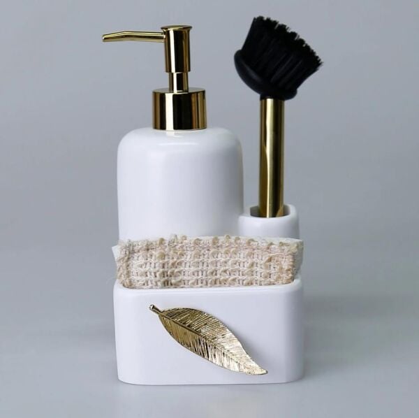 Selim Dekor Leaf Sıvılı Süngerlik Beyaz-Altın